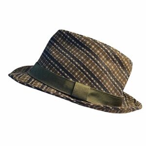 Checkered Plaid Short Brim Fedora Hat